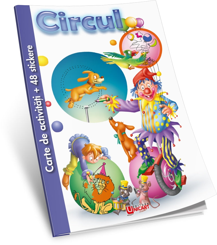 Unicart carte de activitati cu 48 stickere 4-6 ani, Circul Imagine principală a produsului