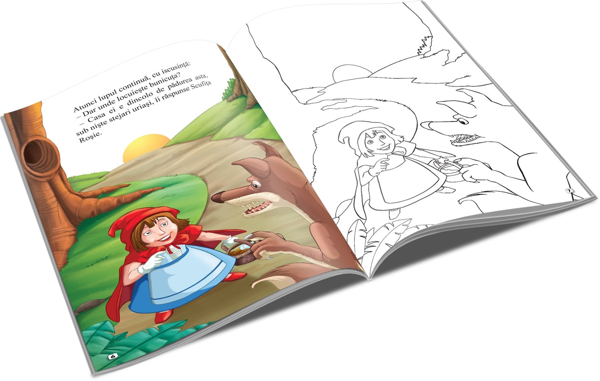 Unicart carte Povesti classice de colorat 3 ani+  Scufita Rosie