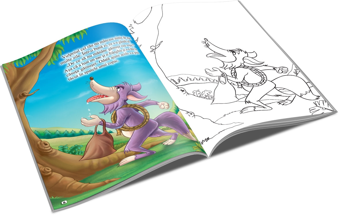unicart carte povesti classice de colorat 3 ani vulpoiul cel siret