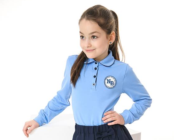 Uniforma camasa fete Gabriela cu maneca lunga Blue Imagine principală a produsului