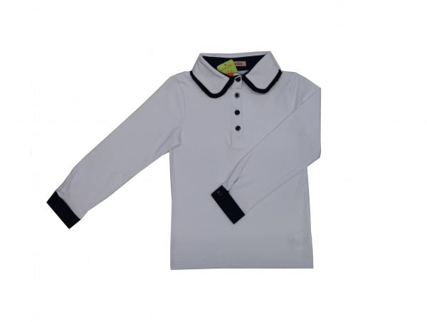 Uniforma camasa fete Iulia cu maneca lunga Alb-Dark Blue