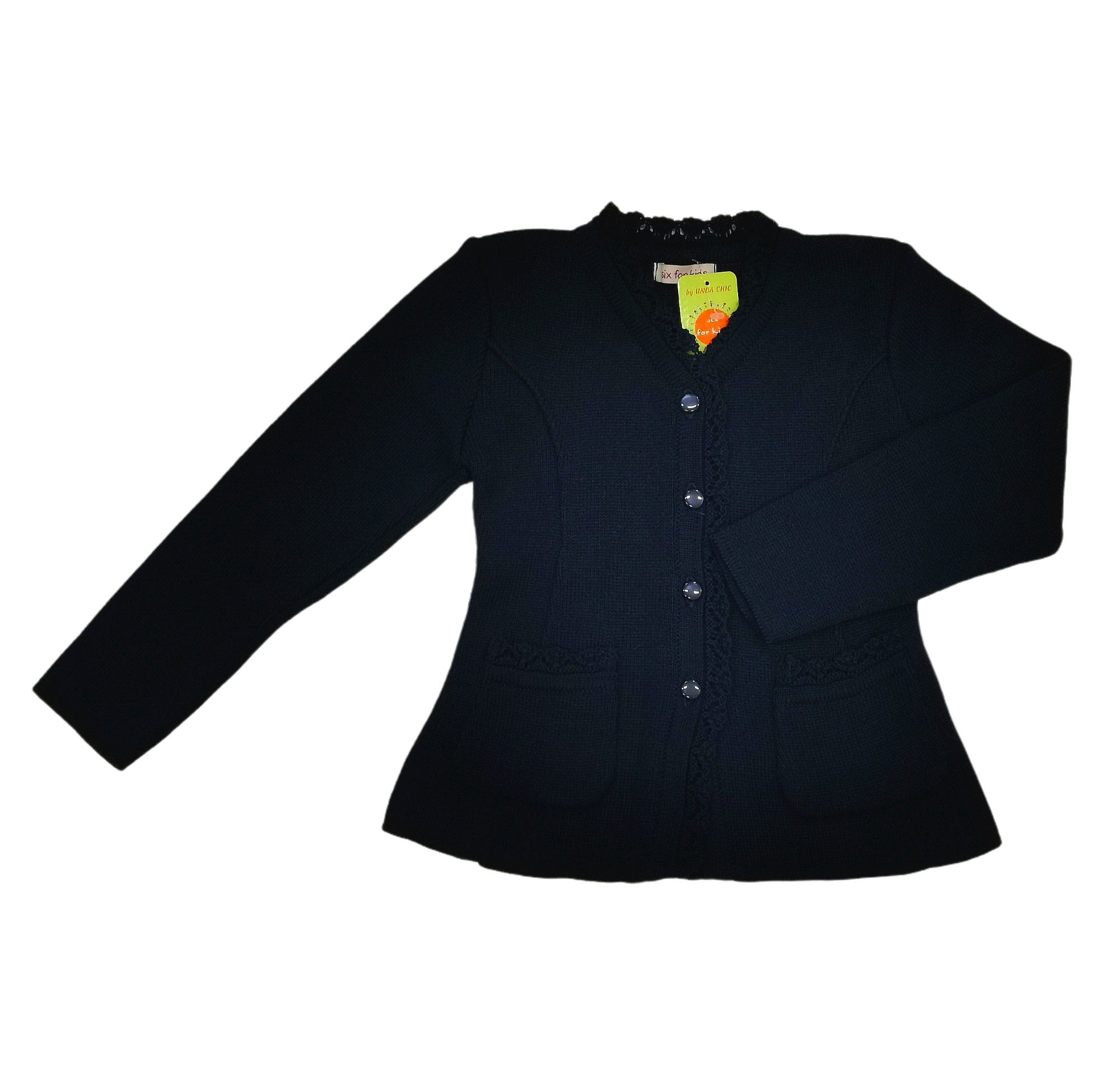 Uniforma sacou fete tricotat Zina 5-12 ani, Blue