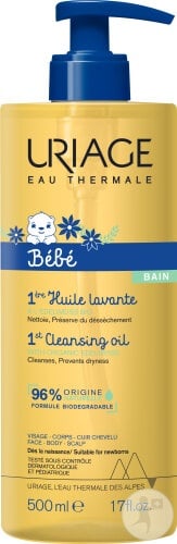 Uriage Bebe 1ere ulei de dus protector pentru fata, corp si scalp flacon cu pompita 0m+ 500 ml
