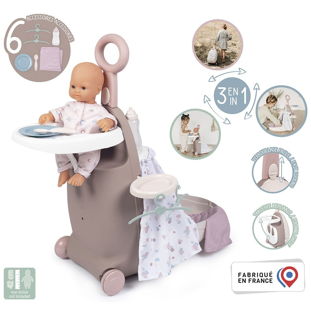 Smoby valiza multifunctionala 3in1 pentru papusi Baby Nurse 18m+ Maro