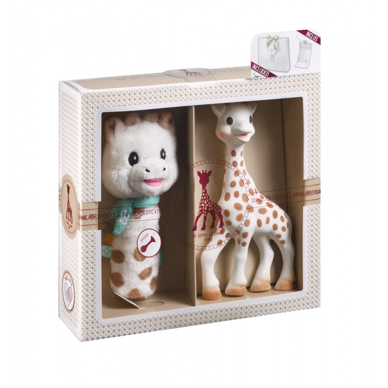 Vulli jucarie set de nastere Girafa Sophie si zornaitoare Sweety Sophie 0m+
