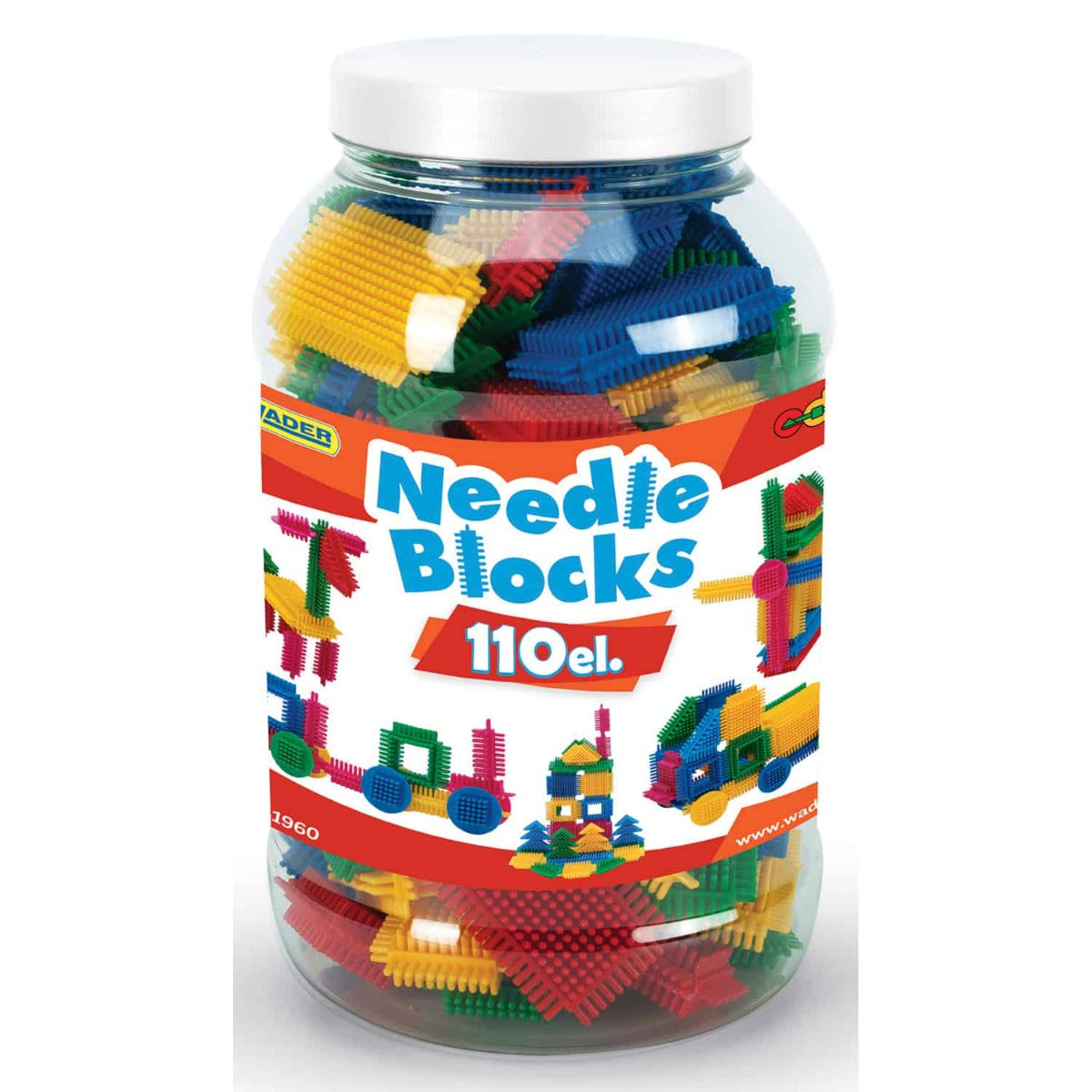 Wader cuburi de constructii cu spini Needle Blocks in borcan 3 ani+ 110 buc