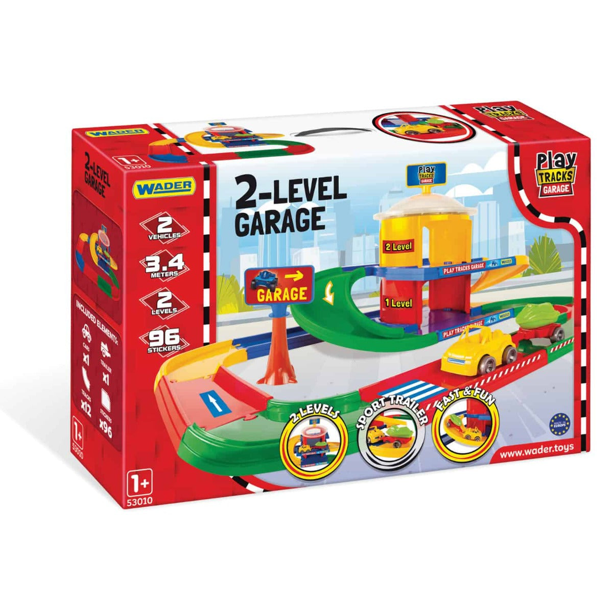Wader set pista Play Trucks 3 ani+ Garaj cu 2 nivele