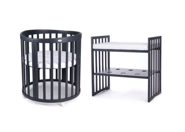 Waldin patut din lemn oval evolutiv 7in1 cu saltea