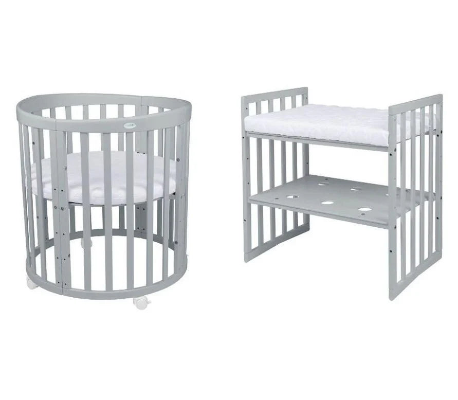 Waldin patut din lemn oval evolutiv 7in1 cu saltea