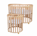 Waldin patut din lemn oval evolutiv 7in1 cu saltea, Natur