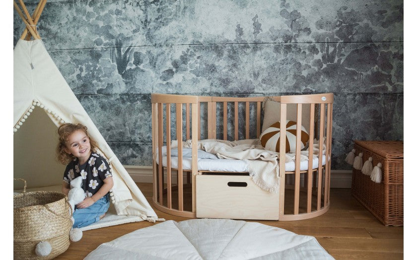 Waldin patut din lemn oval evolutiv 7in1 cu saltea