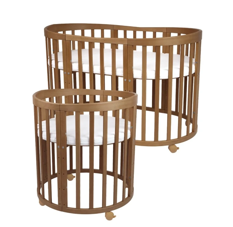 Waldin patut din lemn oval evolutiv 7in1 cu saltea, Vintage Imagine principală a produsului