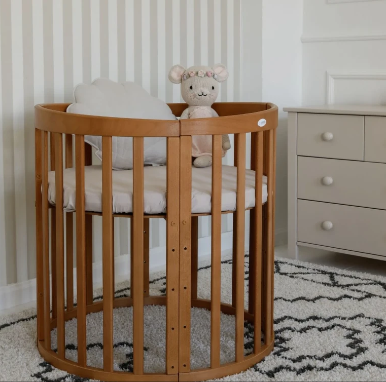 Waldin patut din lemn oval evolutiv 7in1 cu saltea