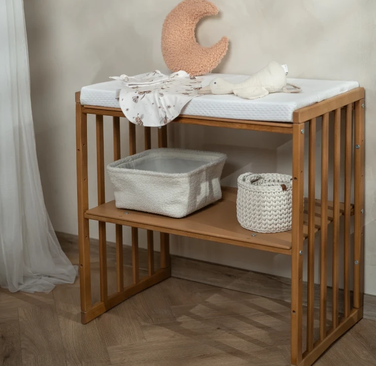 Waldin patut din lemn oval evolutiv 7in1 cu saltea