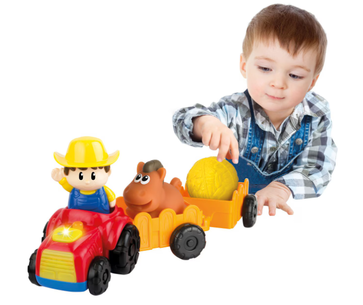 Winfun jucarie Tractoras cu remorca si  figurina fermier 18m+