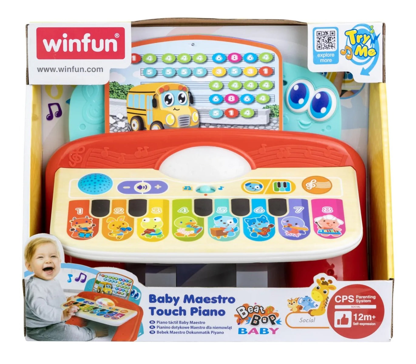 Winfun pian cu sunete si lumini cu 8 taste 12m+