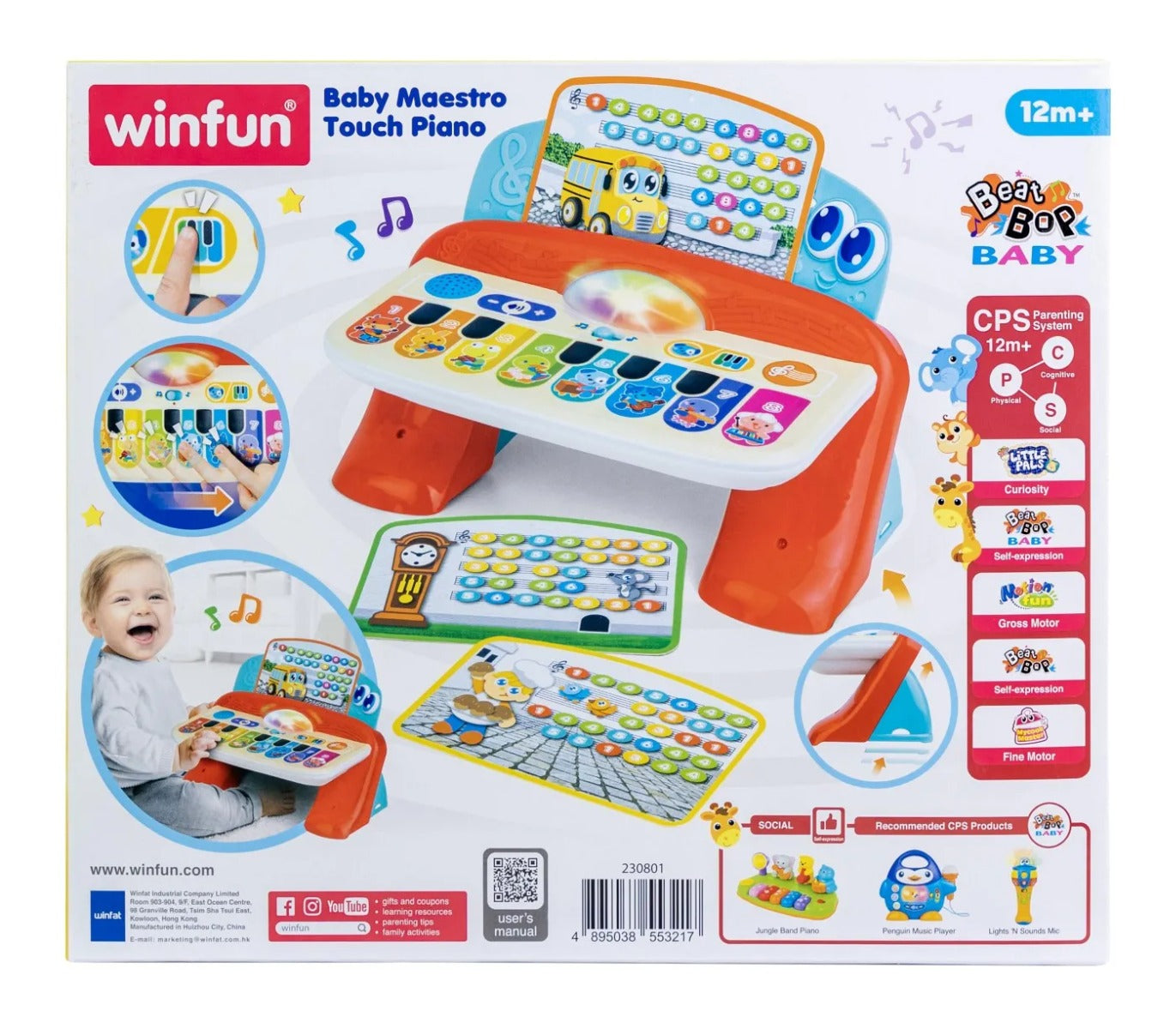 Winfun pian cu sunete si lumini cu 8 taste 12m+