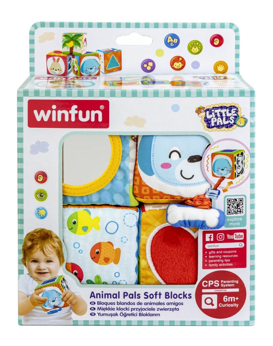 Winfun set 6 cuburi stivuibile din material textil 6m+