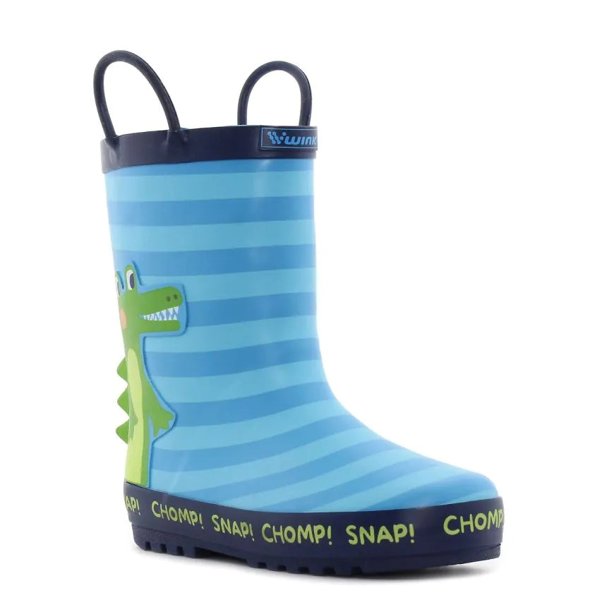Wink cizme baieti de cauciuc imblanite 24-35 Stripy Blue/Navy Aligator Imagine principală a produsului