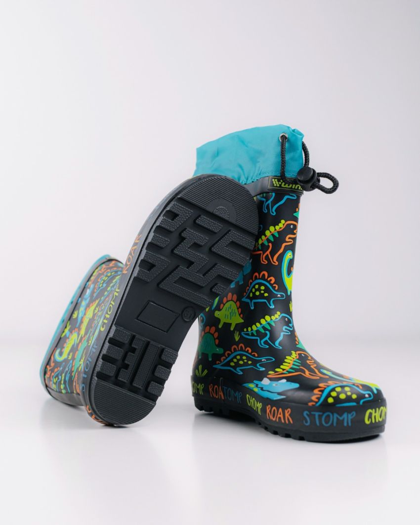 Wink cizme baieti de cauciuc 22-27 Black Dinos 