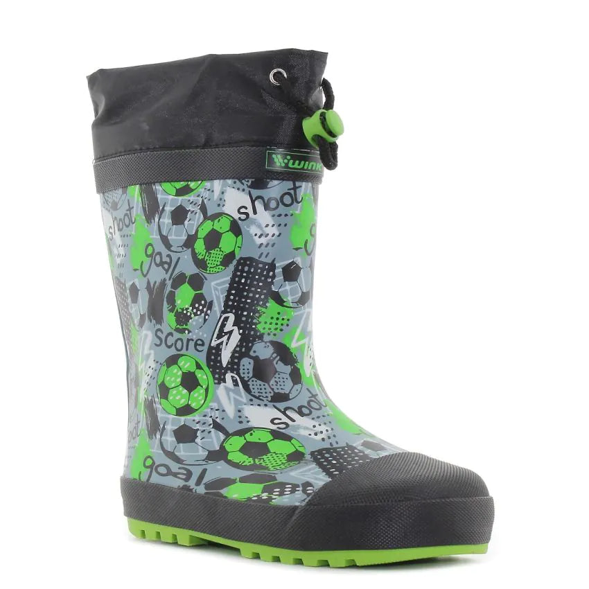 Wink cizme baieti de cauciuc imblanite 30-35 Black/Green Fotbal Imagine principală a produsului