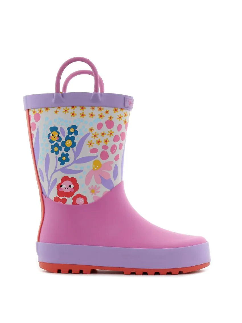 Wink cizme fete de cauciuc 22-35 Purple&Pink Flowers 