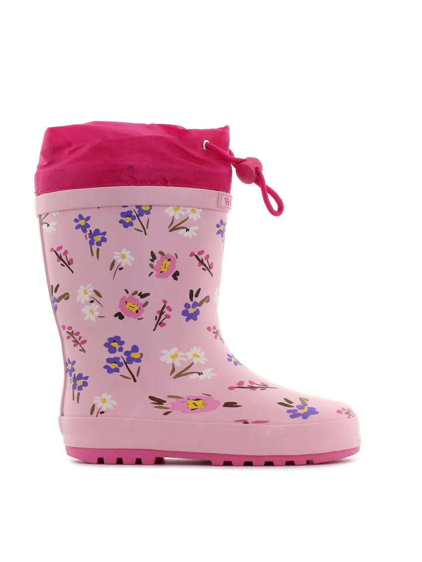 Wink cizme fete de cauciuc imblanite 24-29 Flores Pink