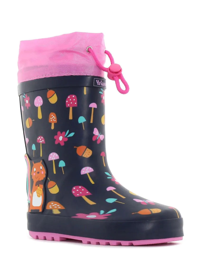 Wink cizme fete de cauciuc imblanite 30-35 Navy cu ciuperci