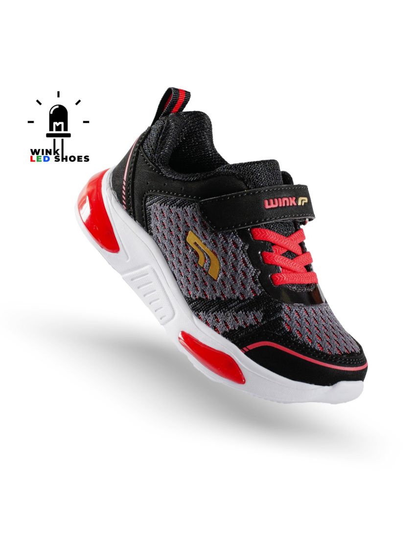 Wink pantofi baieti sport cu LED 23-35, Black&Red Imagine principală a produsului