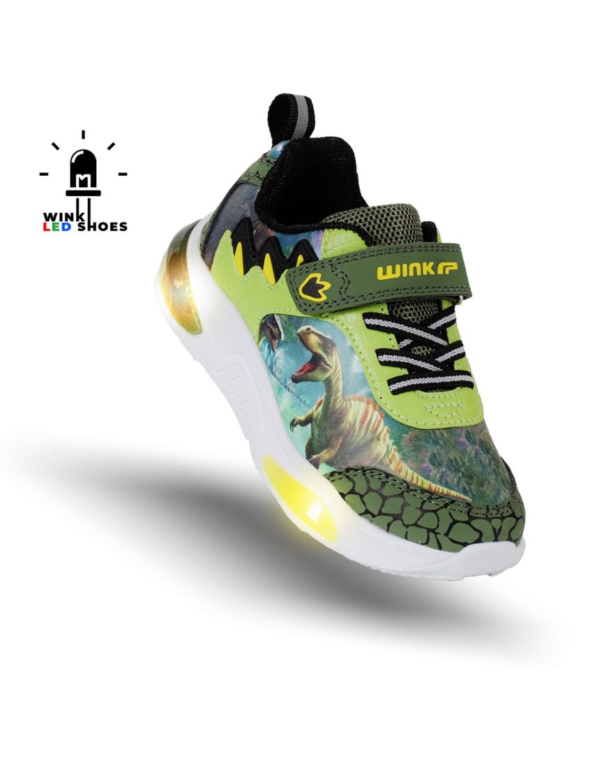 Wink pantofi baieti sport cu LED 24-35, Green Dino Imagine principală a produsului