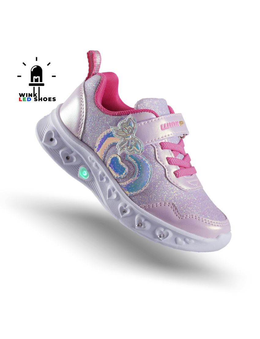 Wink pantofi fete sport cu LED 23-35, Pink sidefat