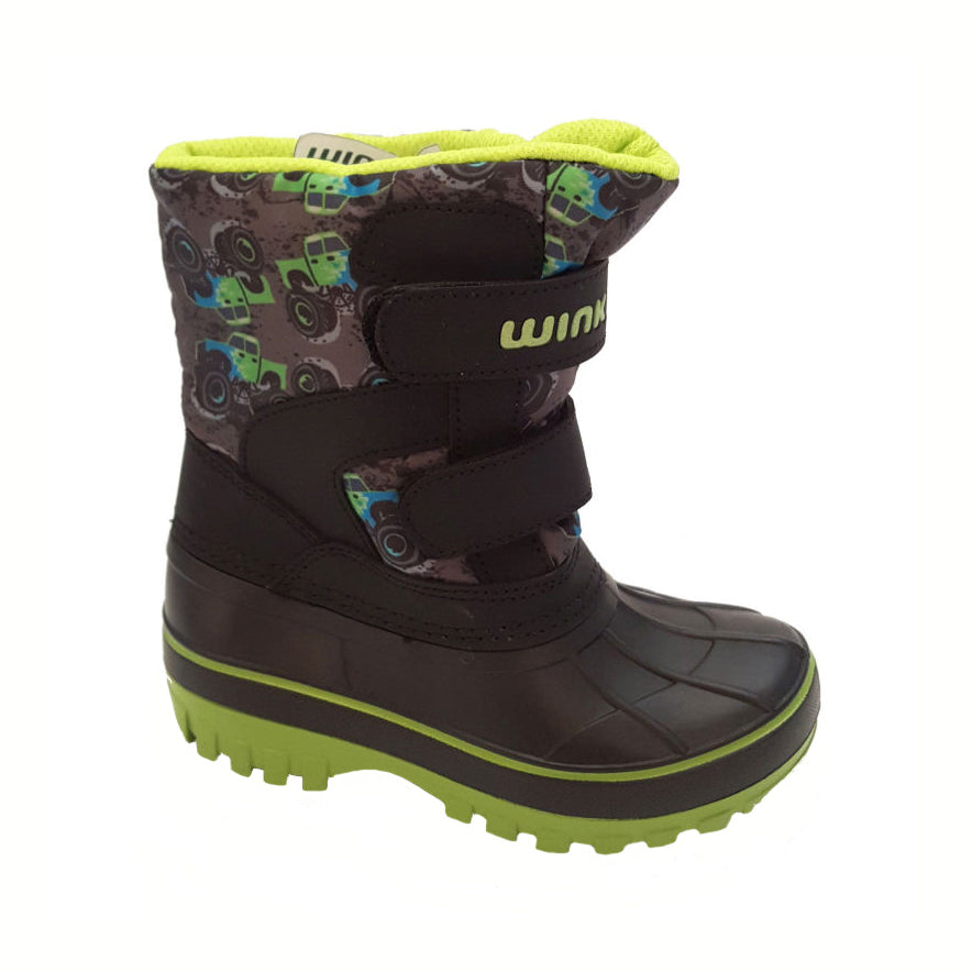 Wink cizme de zapada imblanite marimea 26-30, Negru cu lime