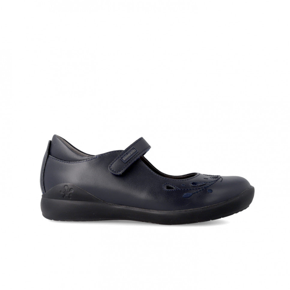 Biomecanics pantofi fete Back To School 26-38 Napa Azul Marino cu perforatii florale