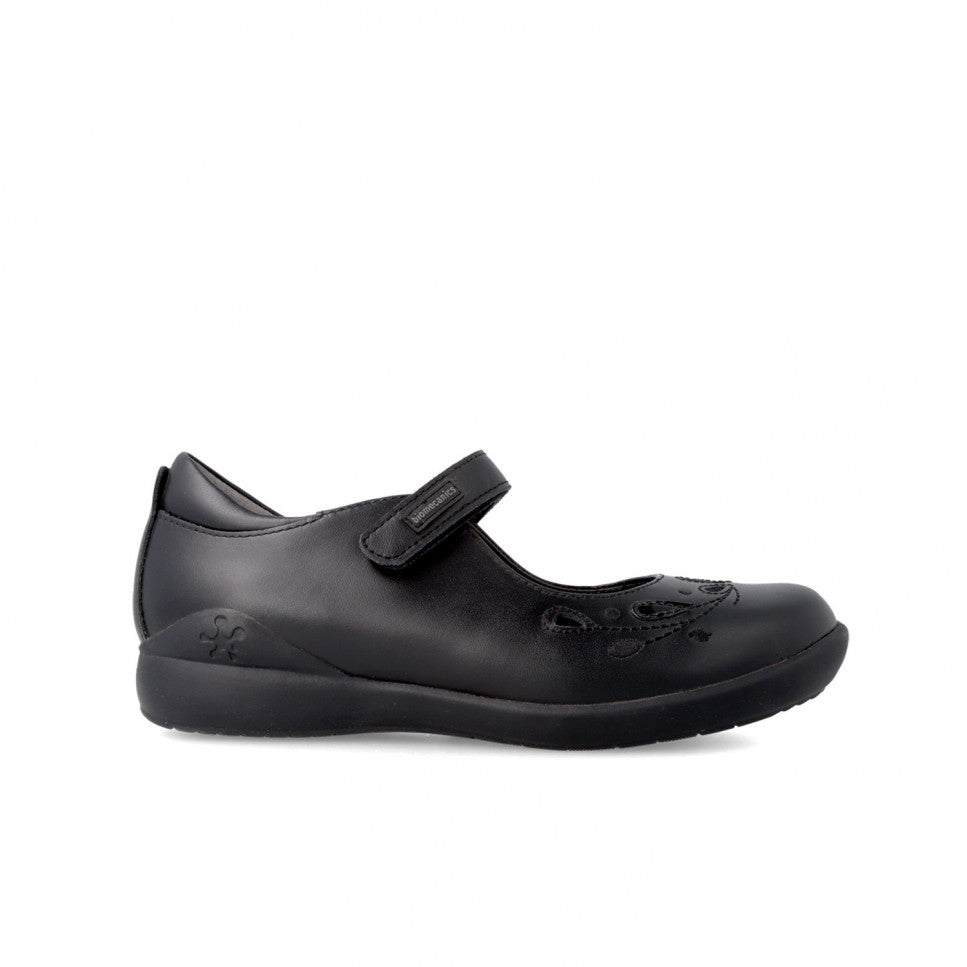 Biomecanics pantofi fete Back To School 26-37 Napa Negro cu perforatii florale