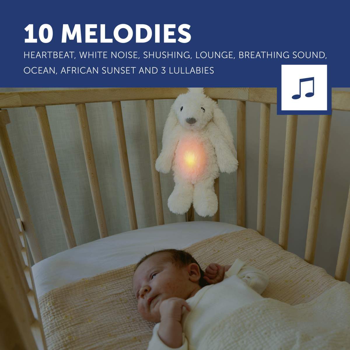 Zazu Kids iepurasul RO cu dispozitiv lumina si sunet 0m+ Alb