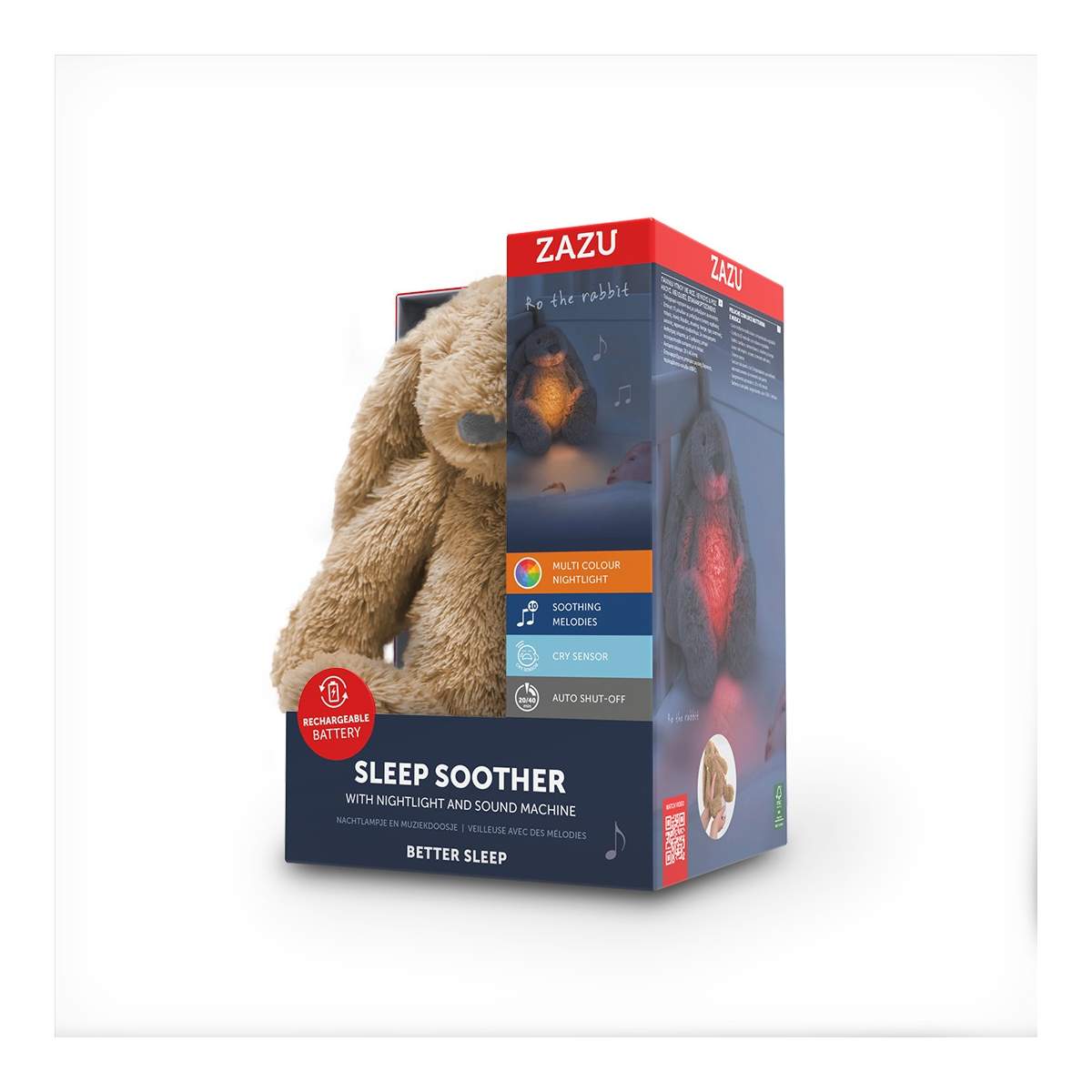 Zazu Kids iepurasul RO cu dispozitiv lumina si sunet 0m+ Maro