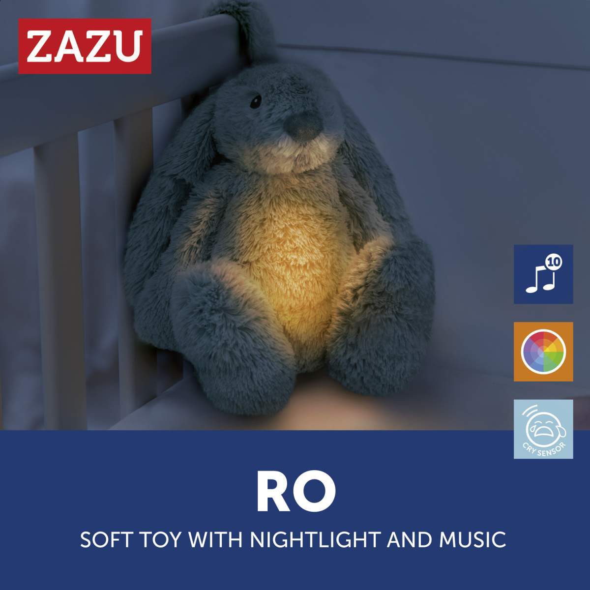 Zazu Kids iepurasul RO cu dispozitiv lumina si sunet 0m+ Verde