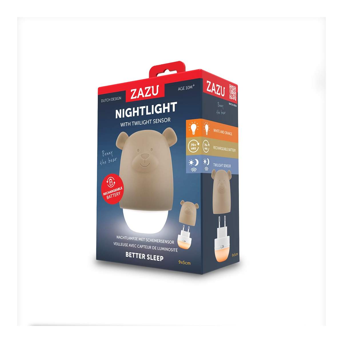 Zazu Kids lampa de veghe cu senzor de lumina Benny the Bear 10m+ Bej Imagine principală a produsului