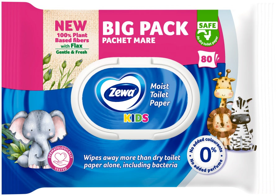 Zewa Kids hartie igienica umeda KIDS Big Pack 0m+ 80 buc