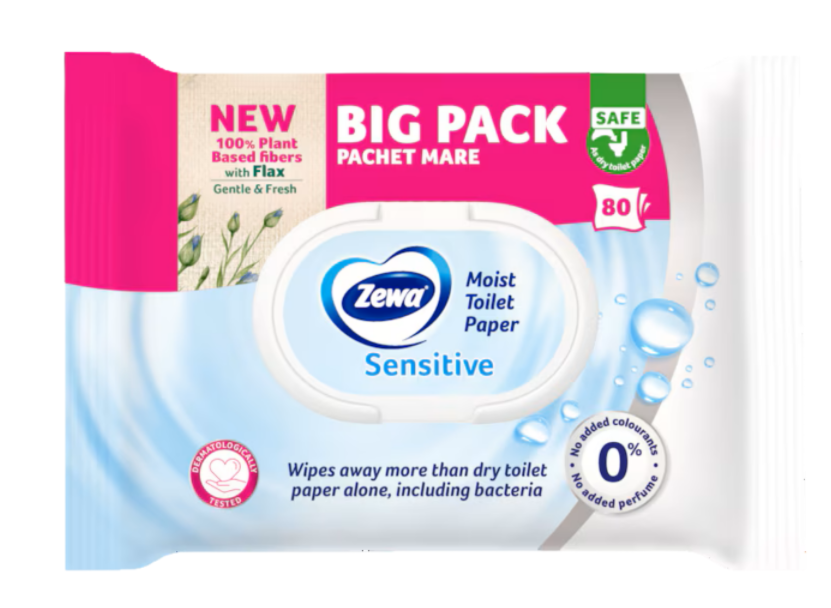 Zewa Kids hartie igienica umeda SENSITIVE Big Pack 0m+ 80 buc Imagine principală a produsului