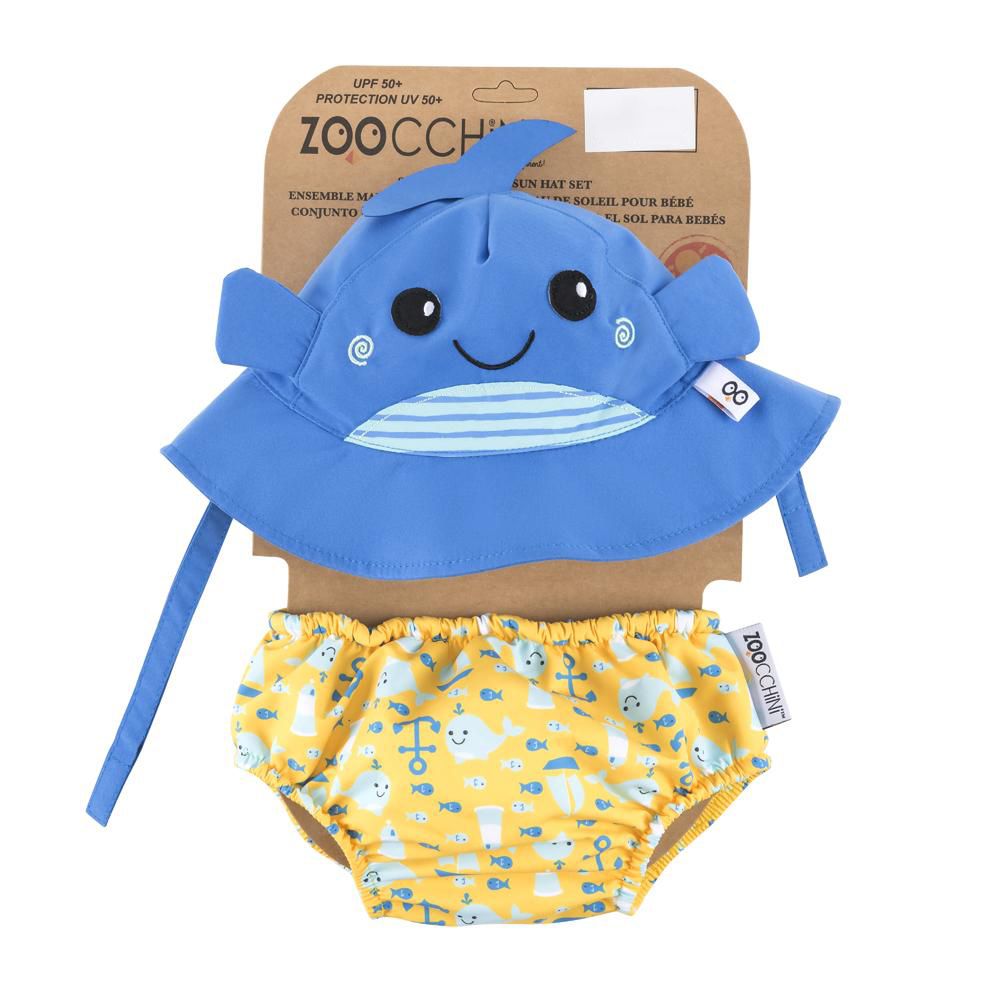 Zoocchini set chilotel de baie si palarie UPF50+, 6-12 luni M,01