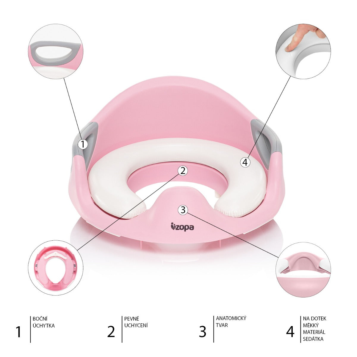 Zopa reductor toaleta anatomic cu colac inclus Coach 18m+ Blush Pink