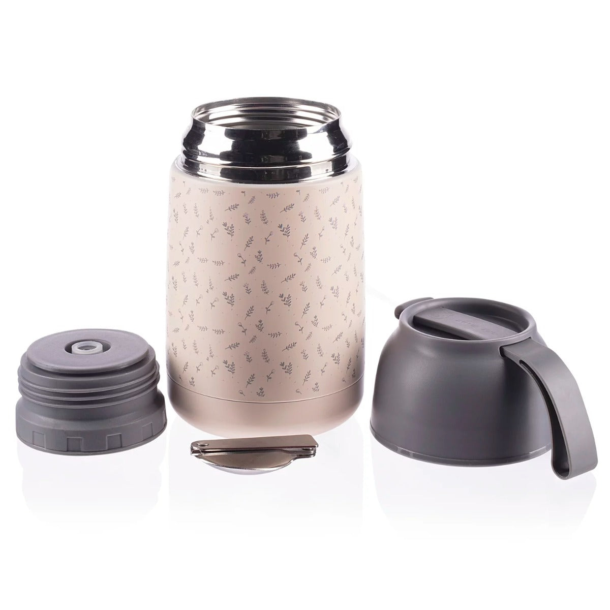 Zopa termos alimente inox cu maner si lingura 620 ml Flori